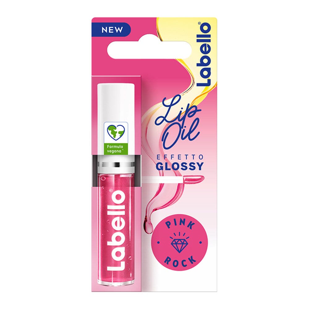 Labello Huile pour les lèvres Effet Gloss, gloss coloré volumateur et hydratant 5,5 ml - Pink Rock