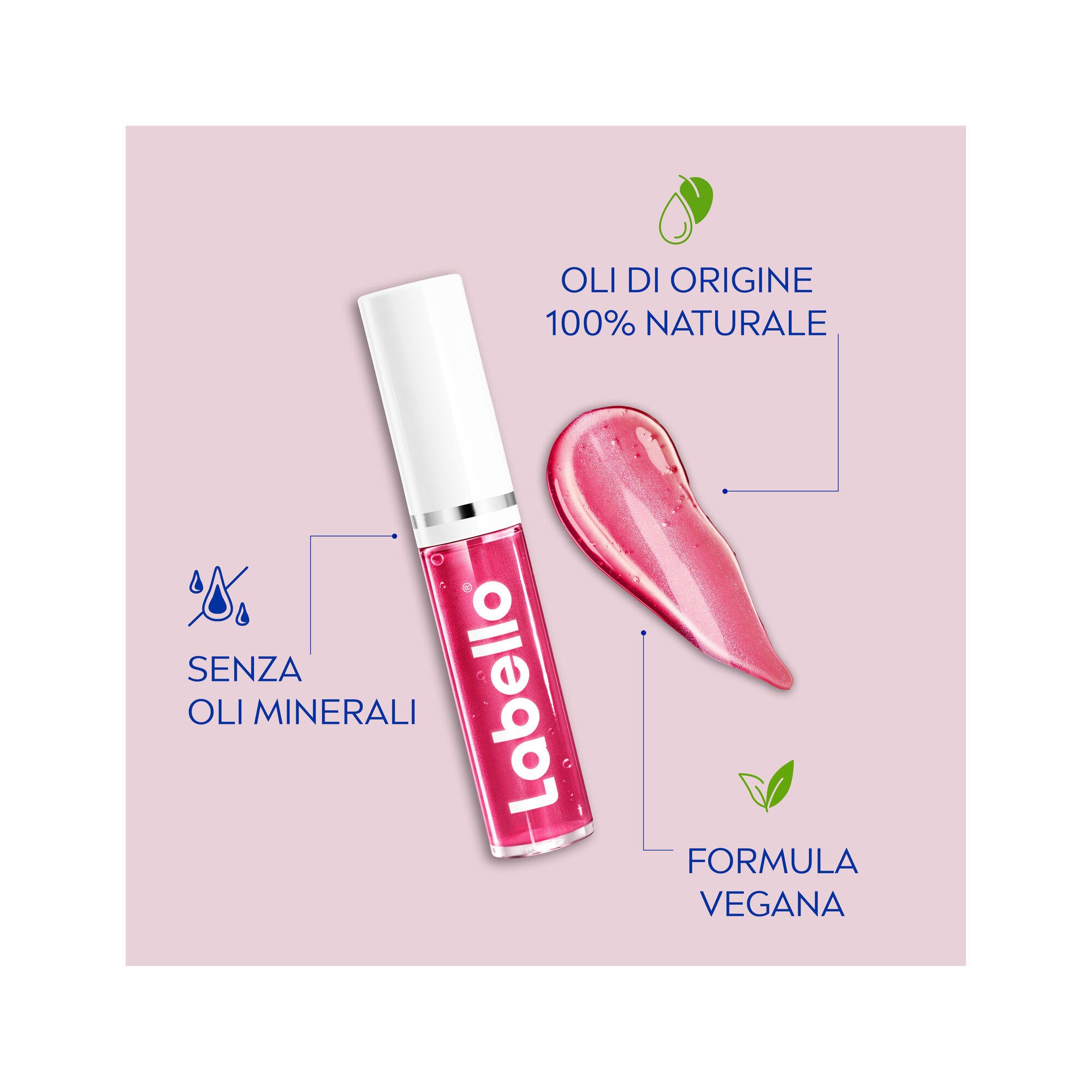 Labello Huile pour les lèvres Effet Gloss, gloss coloré volumateur et hydratant 5,5 ml - Pink Rock