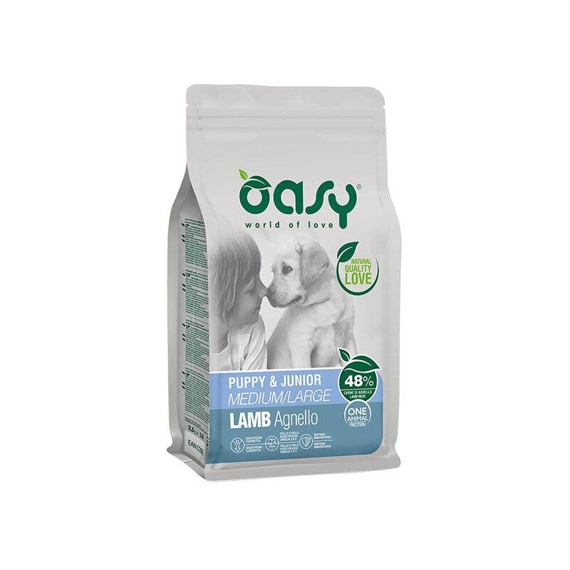 Oasy One Animal Protein Puppy & Junior Medium & Large à l'agneau pour chiots 2,5 kg