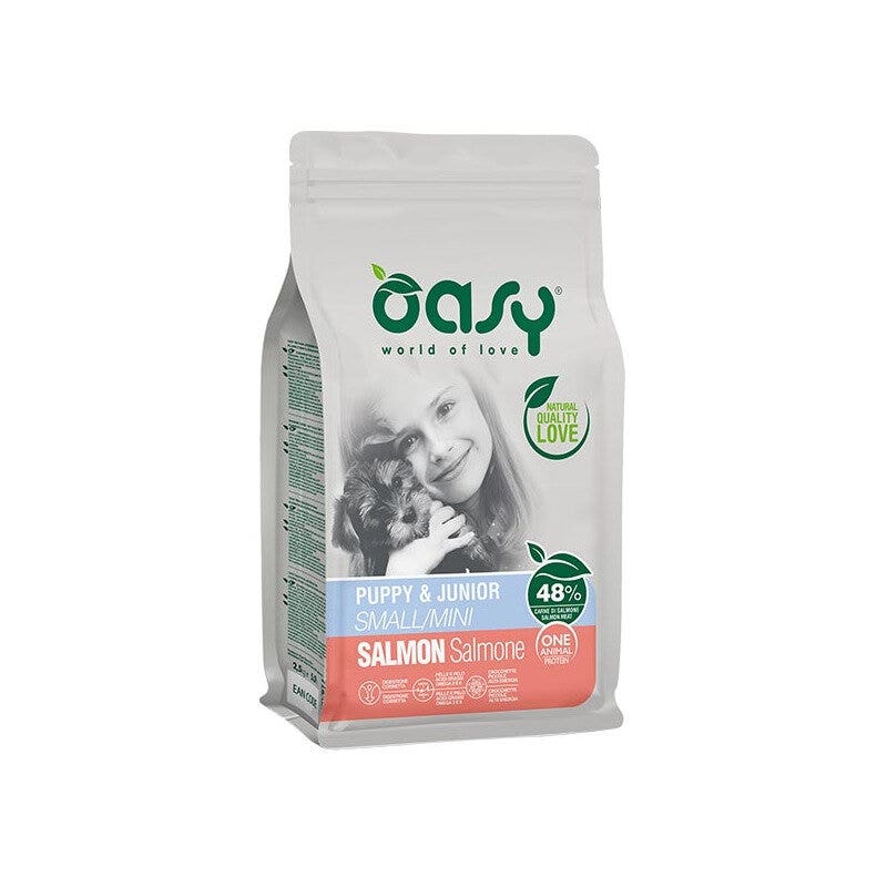 Oasy One Animal Protein Puppy & Junior Small & Mini au saumon pour chiots 800 g
