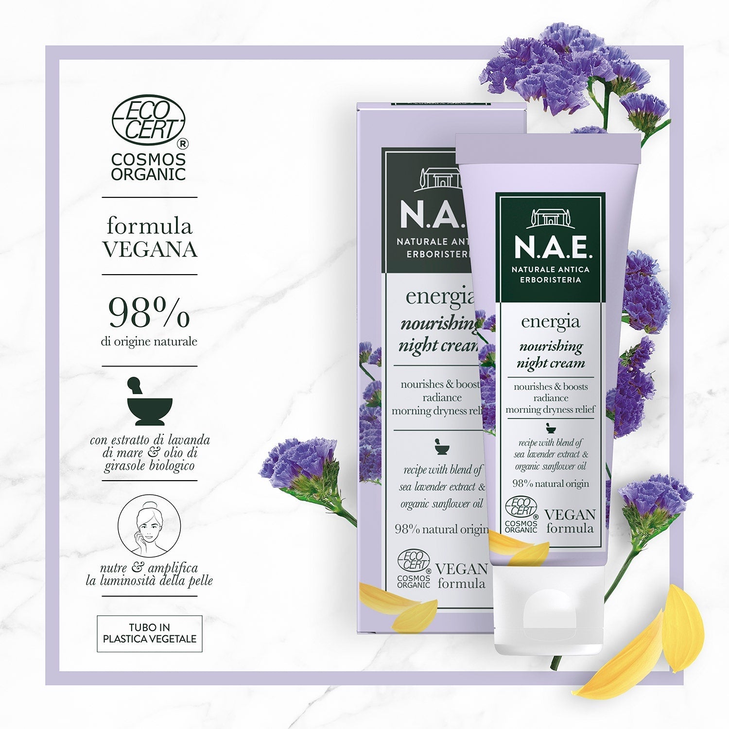 N.A.E. Crema Nutriente Notte Energia Formula Vegana 50ml