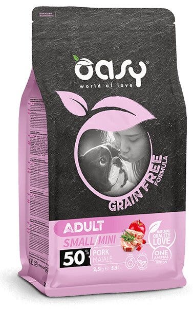 Oasy Grain Free Formula Croquettes au porc pour chiens adultes de petite taille 800 g