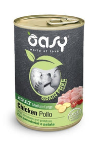 Oasy Grain Free Formula - Nourriture humide au poulet pour chiens adultes de taille moyenne/grande - 400 g