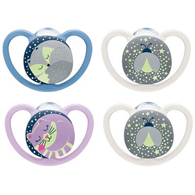 Nuk Space Night Succhietto Silicone 18-36 Mesi 2 Pezzi