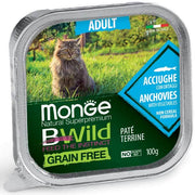 Monge B Wild Grain Free Anchois aux légumes, nourriture humide pour chats adultes 100 g