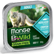 Monge B Wild Grain Free Morue aux Légumes, Nourriture Humide pour Chats Adultes 100 g