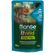 Monge B Wild Grain Free Thon Crevettes Légumes Nourriture humide pour chats stérilisés 85 g
