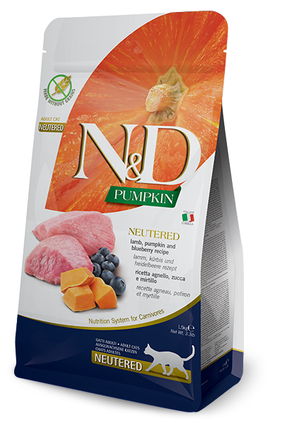 Farmina N&D Pumpkin Neutered Agneau et potiron Chats adultes stérilisés Sac de 1,5 kg