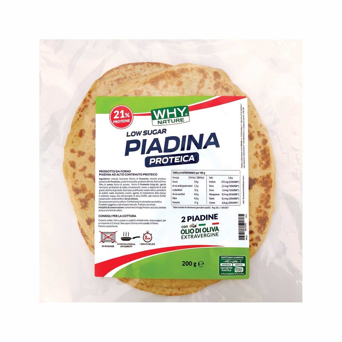 Why Nature Piadina protéinée à faible teneur en sucre 200 g