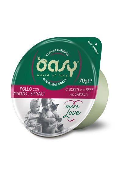 Oasy More Love Chat Poulet, bœuf et épinards 70 g