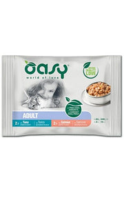 Oasy Bouchées en sauce pour chats adultes, lot de 4 x 85 g, sélection de poissons