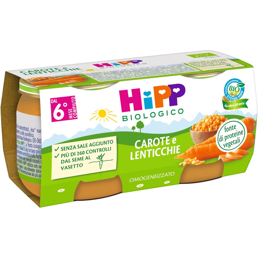 Hipp Bio Purée de carottes et lentilles 2 x 80 g
