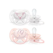 Philips Avent Sucette Ultra Soft pour bébés filles 0-6 mois, 2 pièces