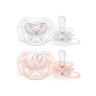 Philips Avent Sucette Ultra Soft pour bébés filles 0-6 mois, 2 pièces
