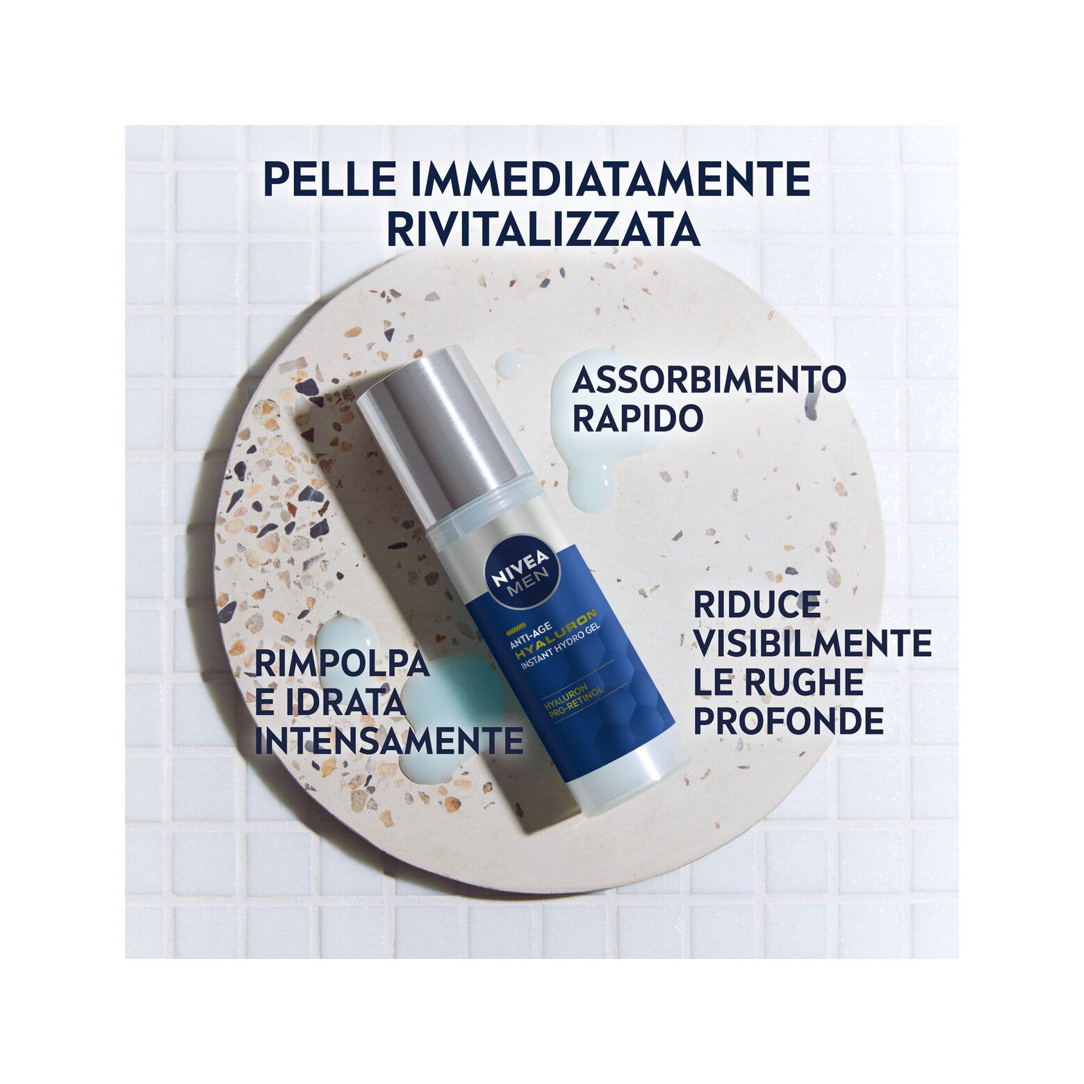 Nivea Men Anti-âge Hyaluron Hydro Gel Visage pour Homme Crème Visage en Gel pour Peaux Matures 50 ml
