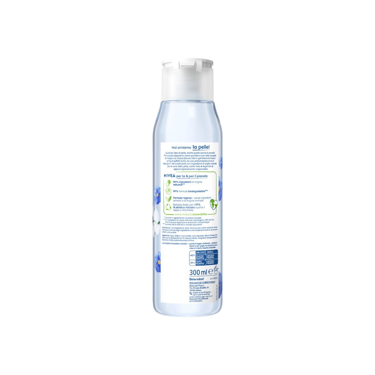 Nivea Naturally Good Doccia Olio In Gel Fiori Di Cotone 300ml