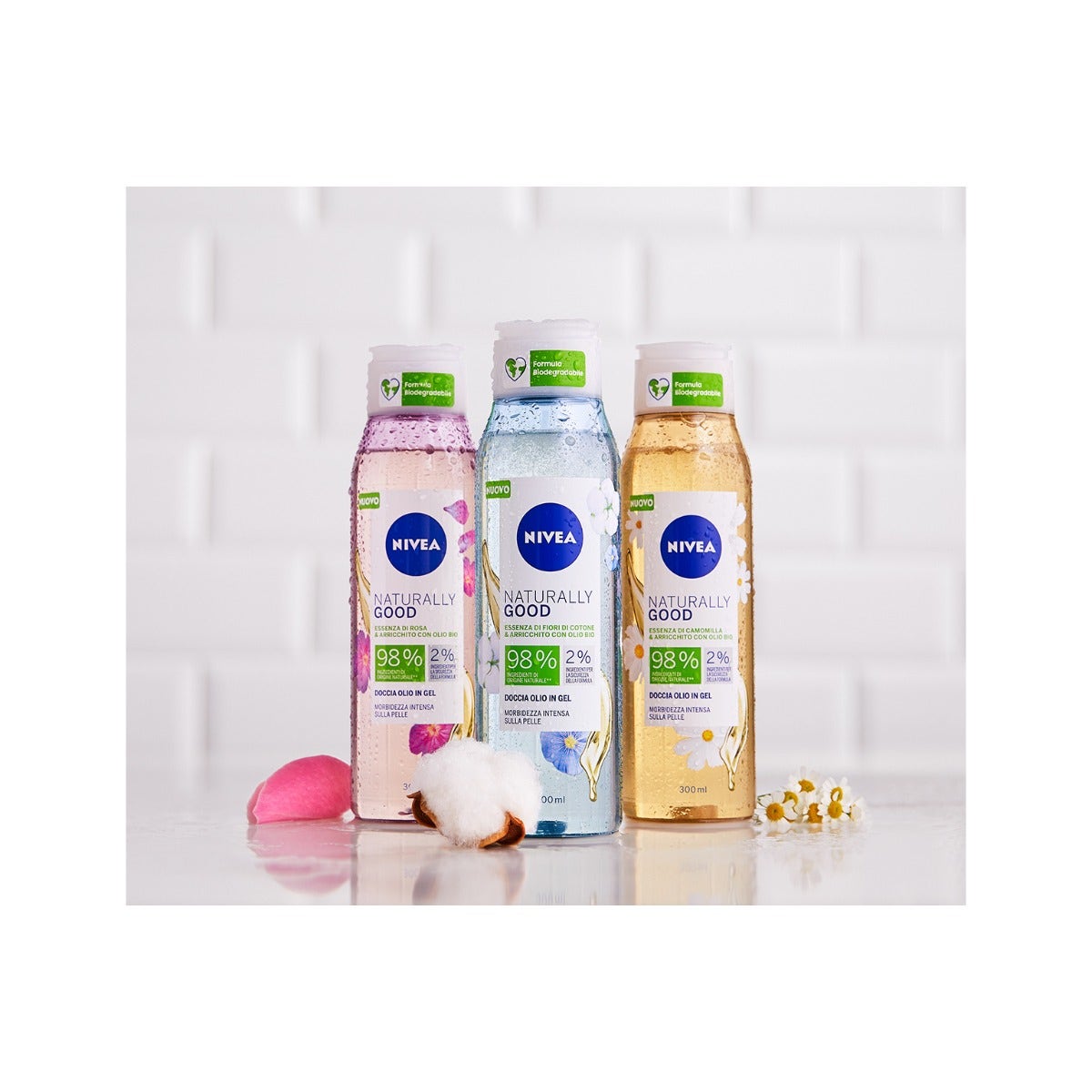 Nivea Naturally Good Doccia Olio In Gel Fiori Di Cotone 300ml