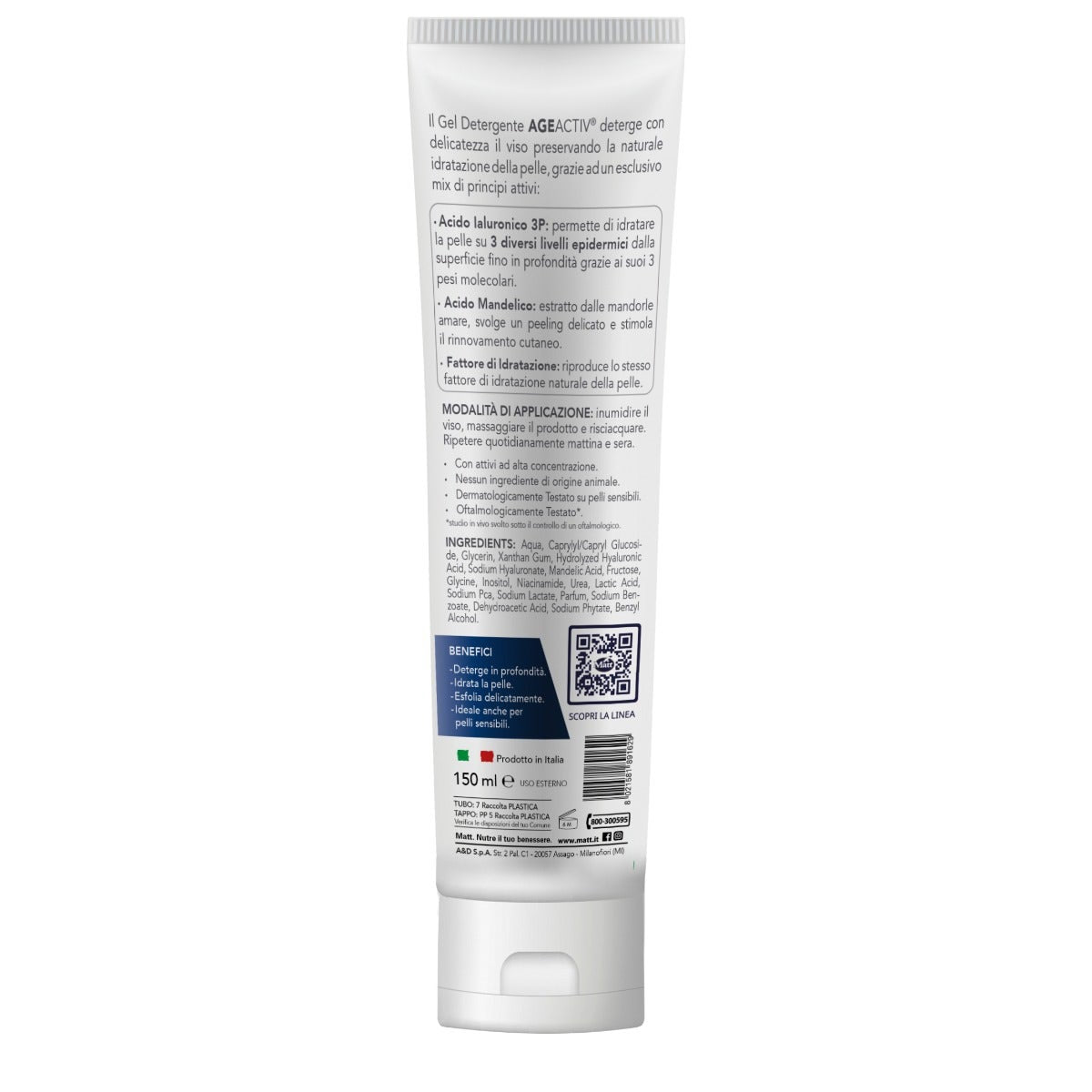 Matt Age Activ Gel Nettoyant Hydratant Visage et Yeux à l'Acide Hyaluronique 150 ml