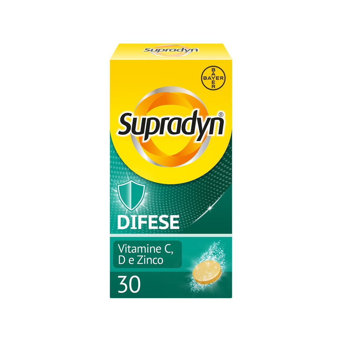 Supradyn Défenses Adulte Complément alimentaire pour le système immunitaire à la vitamine C, D et au zinc 30 comprimés effervescents