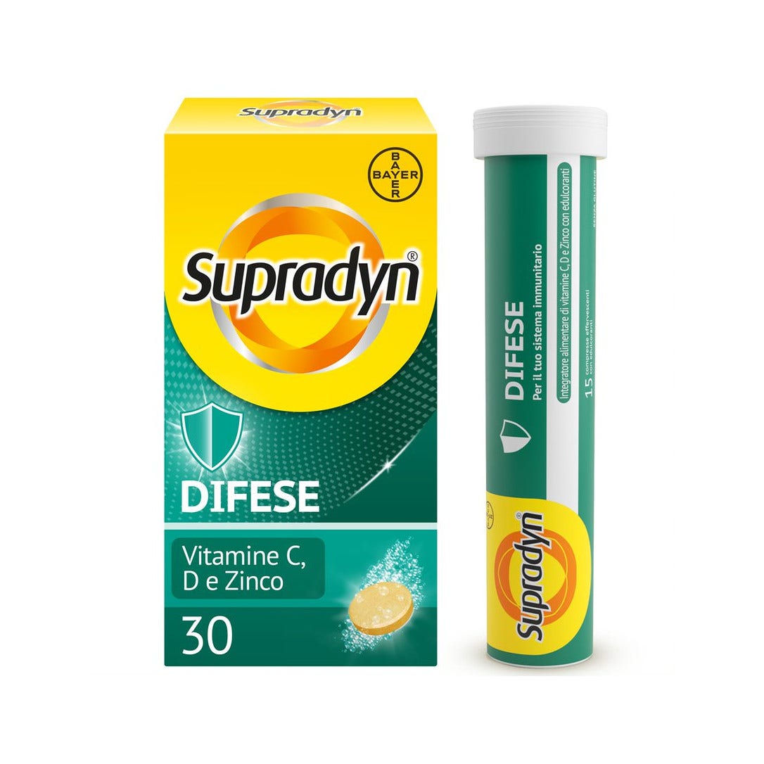 Supradyn Défenses Adulte Complément alimentaire pour le système immunitaire à la vitamine C, D et au zinc 30 comprimés effervescents