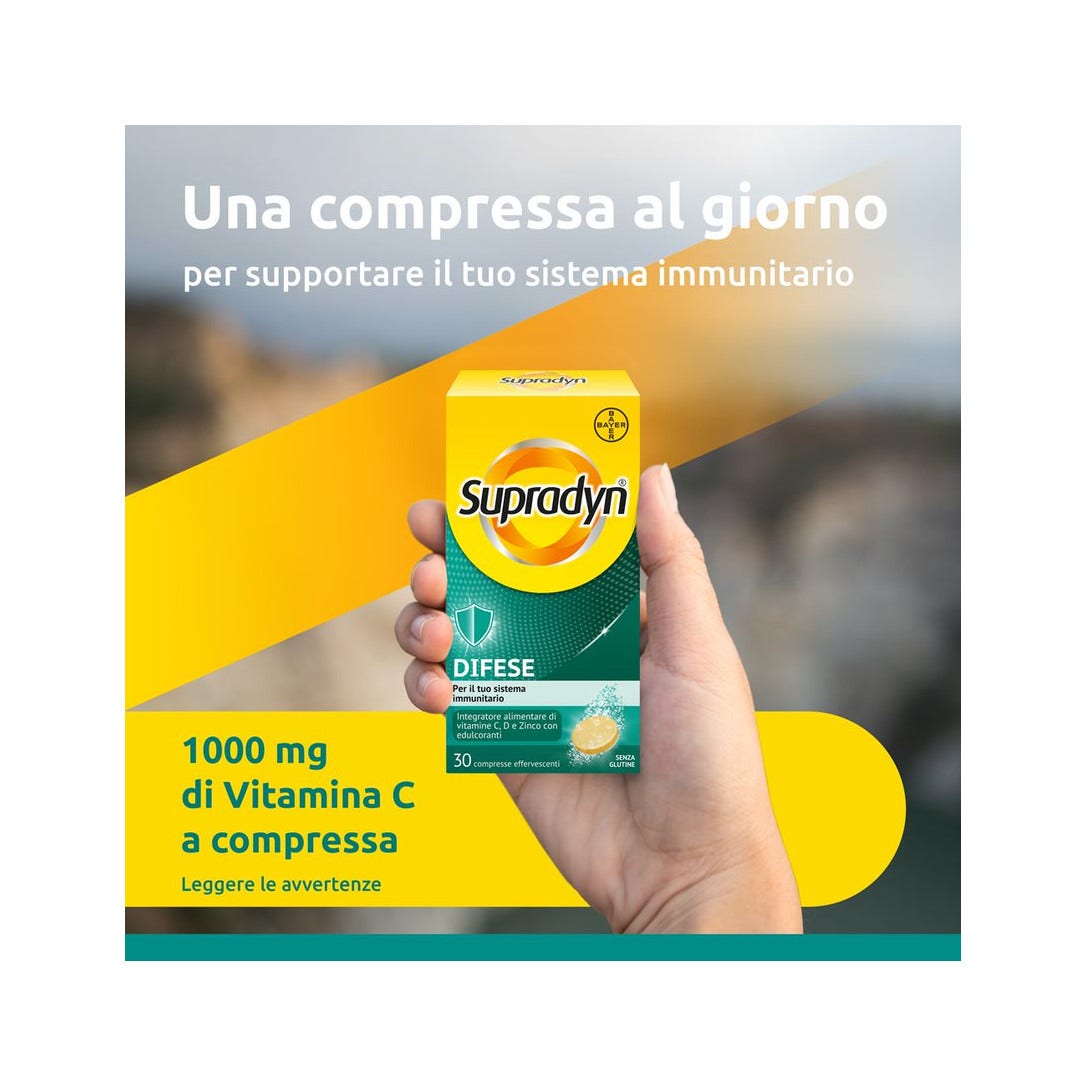 Supradyn Défenses Adulte Complément alimentaire pour le système immunitaire à la vitamine C, D et au zinc 30 comprimés effervescents