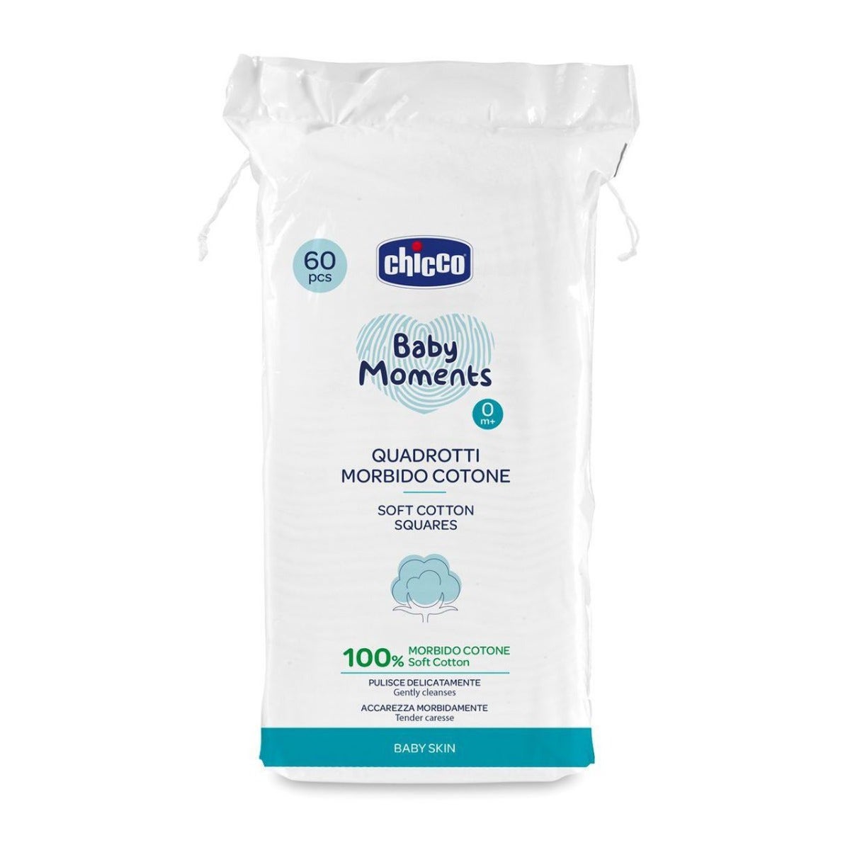 Chicco Baby Moments Carrés de coton 60 pièces - Douceur naturelle
