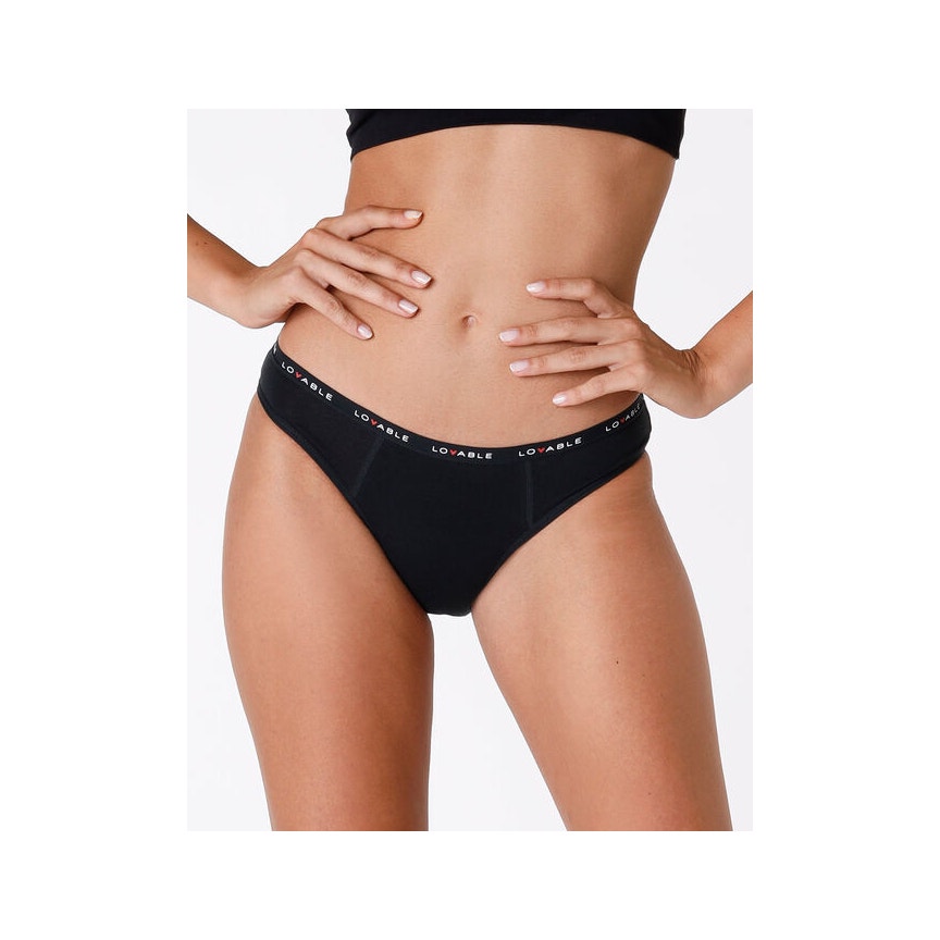 Lovable Period Panties Culotte Menstruelle en Coton Lavable, Flux Moyen, Petite Taille, Couleur Noire