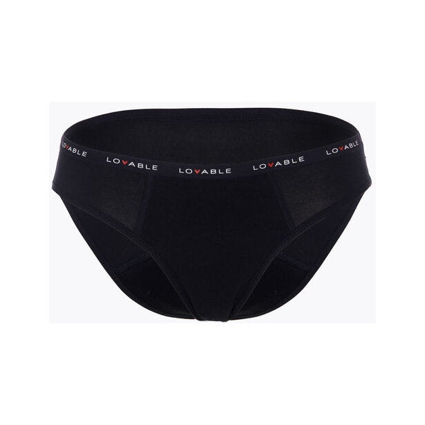 Lovable Period Panties Culotte Menstruelle en Coton Lavable, Flux Moyen, Petite Taille, Couleur Noire