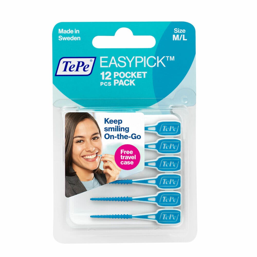 Tepe Easypick Brossettes Bleues M/L pour espaces interdentaires moyens ou larges 12 pièces