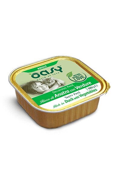 Oasy Délicieux Pâté pour chats adultes riche en canard et légumes 100 g