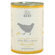 Barf Menu complet, nourriture humide à base de poulet haché, patates douces et asperges pour chiens, boîte de 400 g
