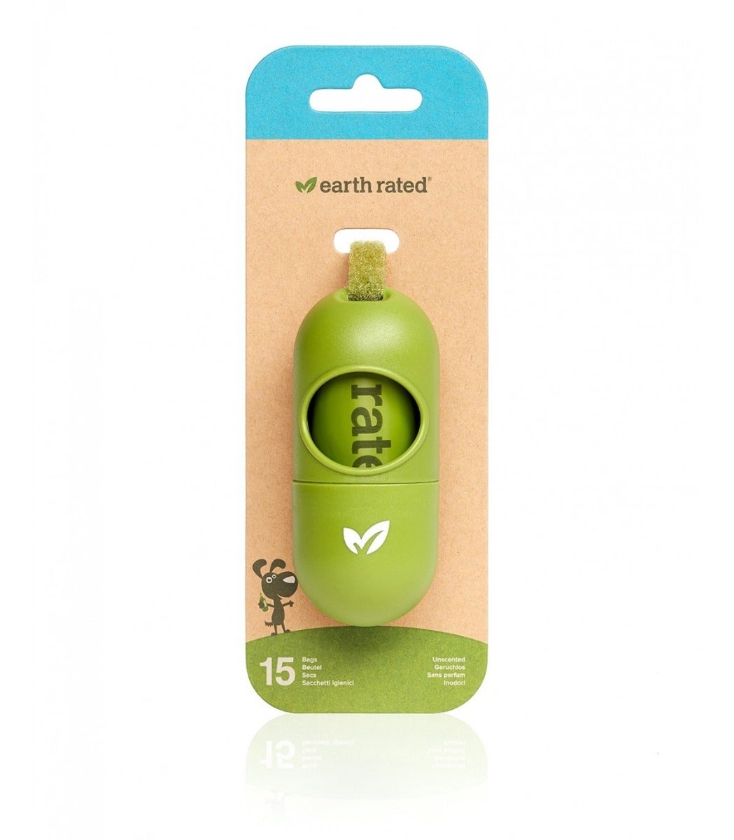 Earth Rated Distributore Con Sacchetti Biodegradabili Inodore 1 Rotolo x 15 Sacchetti