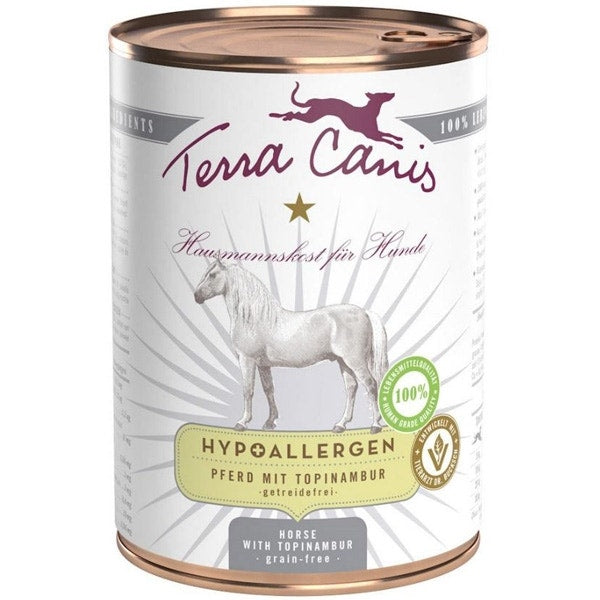 Terra Canis Nourriture humide au cheval et au topinambour pour chiens adultes Boîte de 400 g
