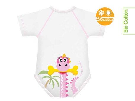 J Bimbi Body 0-36M Coton bio 4 saisons Dinosaure rose