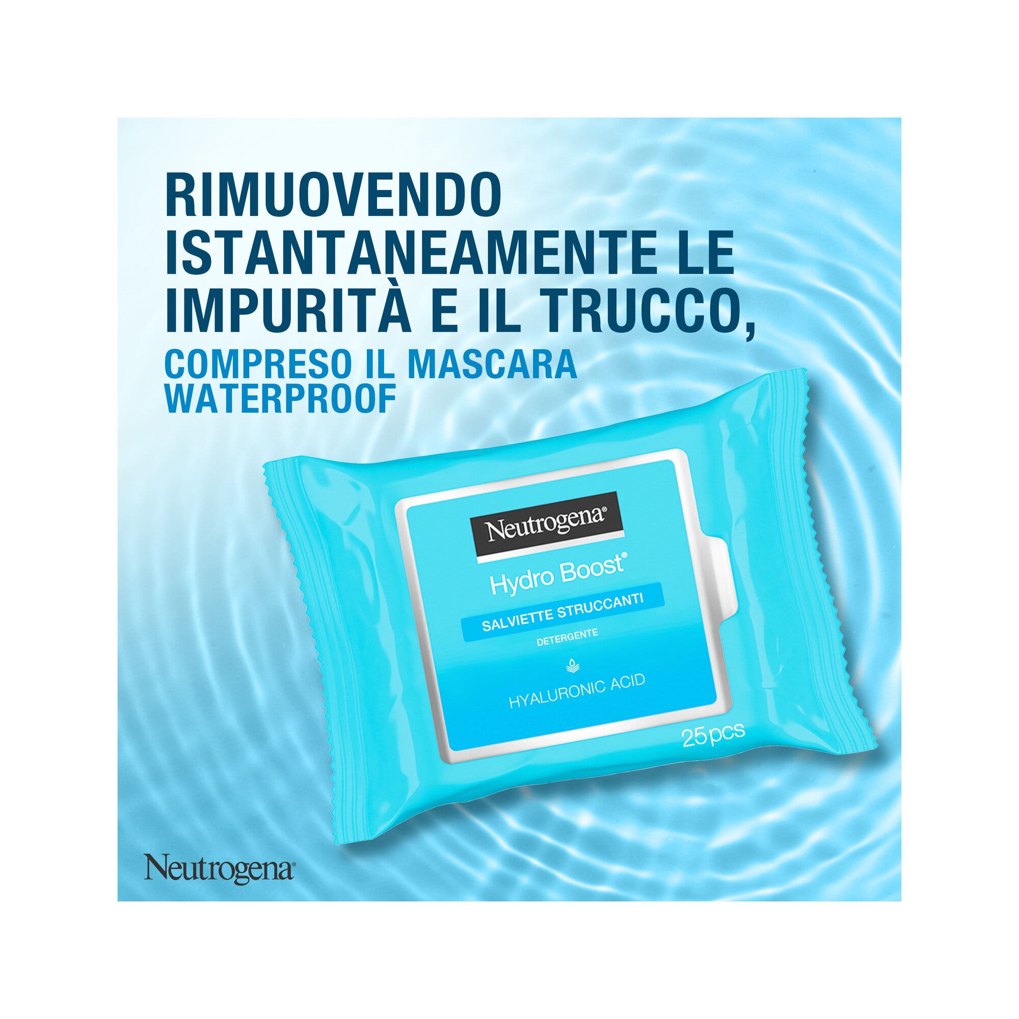 Neutrogena Hydro Boost Salviette Struccanti e Idratanti con Acido Ialuronico 25 pezzi