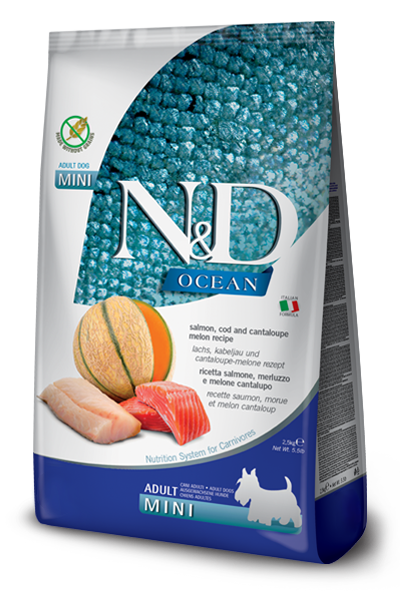 Farmina N&D Ocean Saumon et Morue Chiens Adultes de Petite Taille Sac 800 g