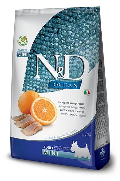 Farmina N&D Ocean Hareng et Orange Chiens Adultes de Petite Taille Sac de 800 g