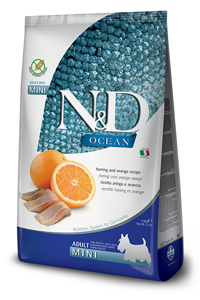 Farmina N&D Ocean Hareng et Orange Chiens Adultes de Petite Taille Sac de 800 g