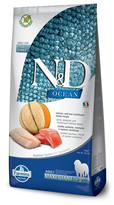 Farmina N&D Ocean Saumon et Morue Chiens Adultes Très Grandes Tailles Sac de 12 kg