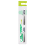 Gum Sonic Daily Spazzolino Batteria Refill Black Testine Di Ricambio 2 Pezzi