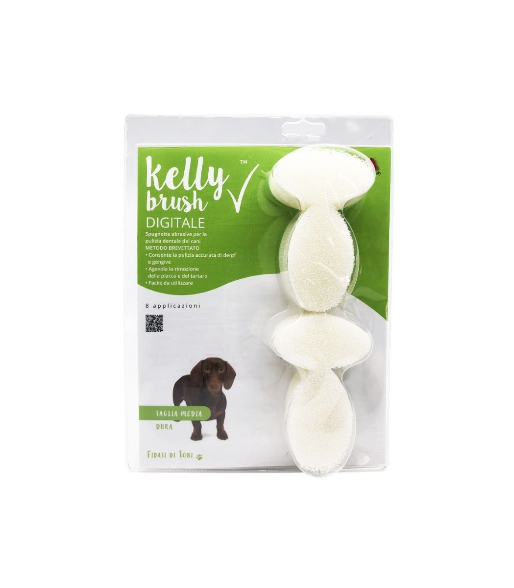 Kit Kelly Brush Digital Éponges dures anti-tartre taille moyenne pour chiens 8 utilisations