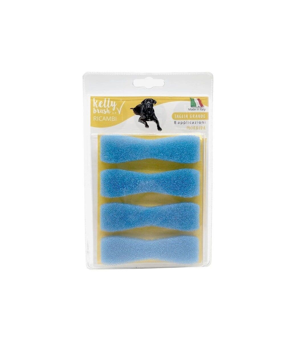 Kelly Brush Kit de recharges pour brosse à dents grande taille, éponges souples pour chiens, 8 applications