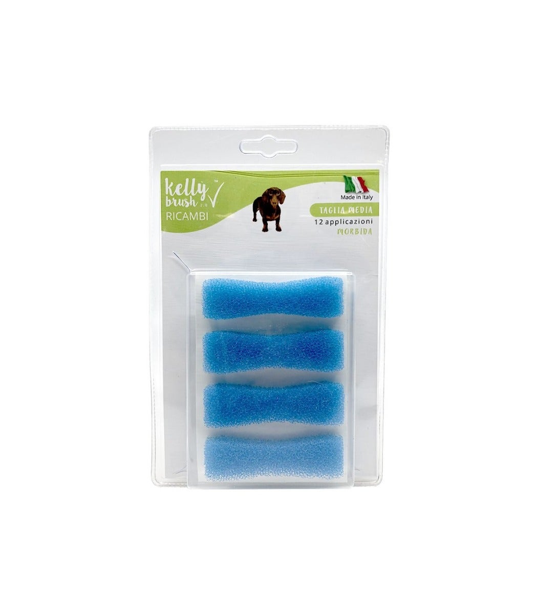 Kit de rechange Kelly Brush pour brosse à dents de taille moyenne avec éponges souples pour chiens, 12 utilisations