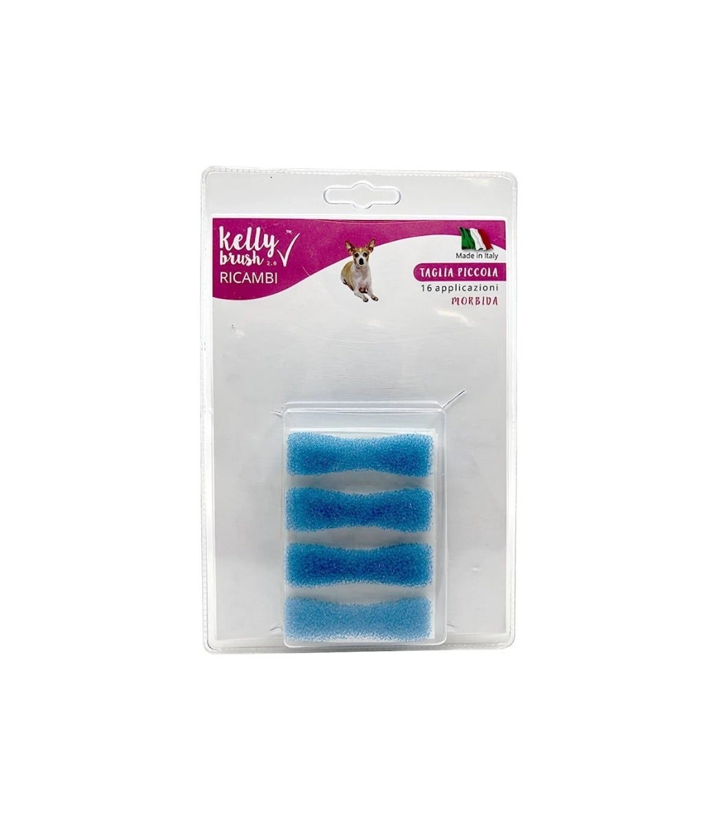 Kit de rechange Kelly Brush : brosse à dents petite taille avec éponges souples pour chiens, 16 utilisations