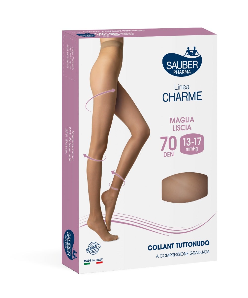 Sauber Linea Charme Tuttonudo 70 Den Collant Maglia Liscia Colore Medio