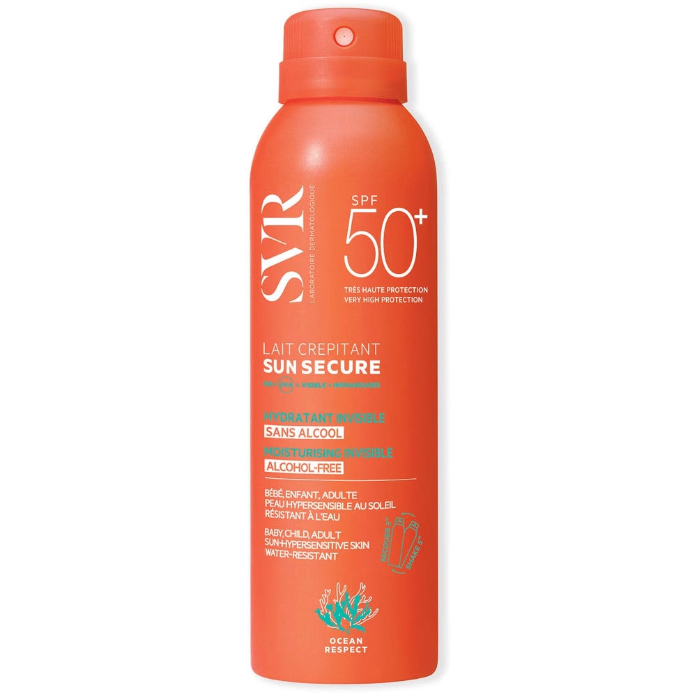 SVR Sun Secure Lait Crépitant, lait solaire hydratant pour le corps SPF50+, 200 ml
