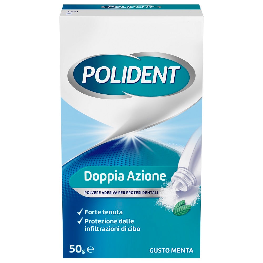 Polident Poudre adhésive pour prothèses dentaires Menthe 50 g Fixation sûre