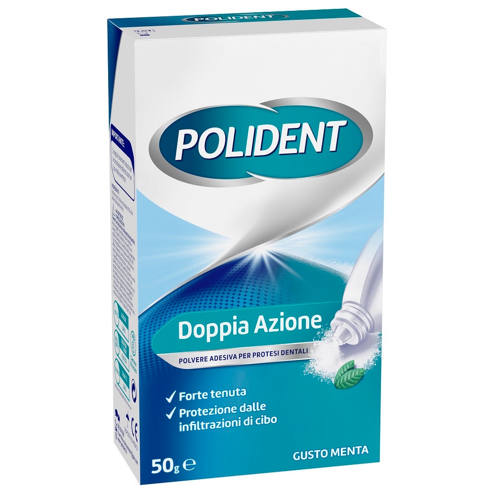 Polident Poudre adhésive pour prothèses dentaires Menthe 50 g Fixation sûre
