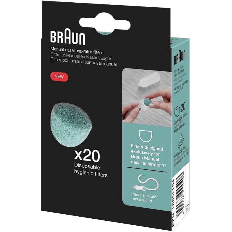 Filtres Braun pour aspirateur nasal manuel, lot de 20