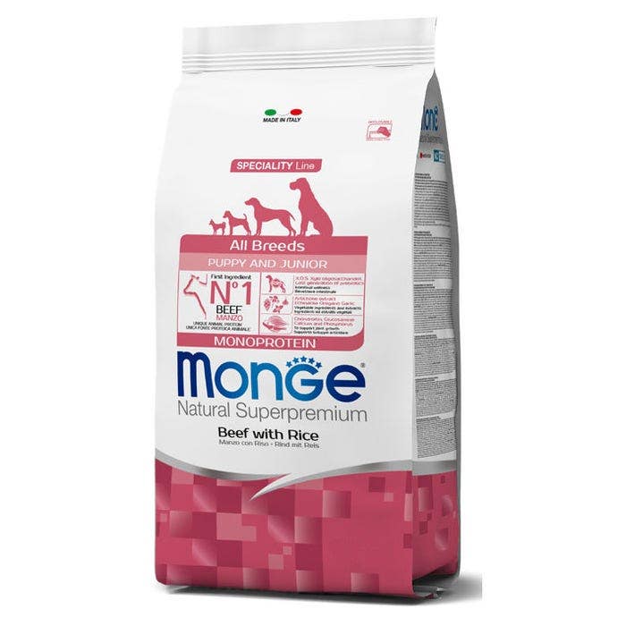 Monge Bœuf et riz, croquettes pour chiots, sac de 12 kg